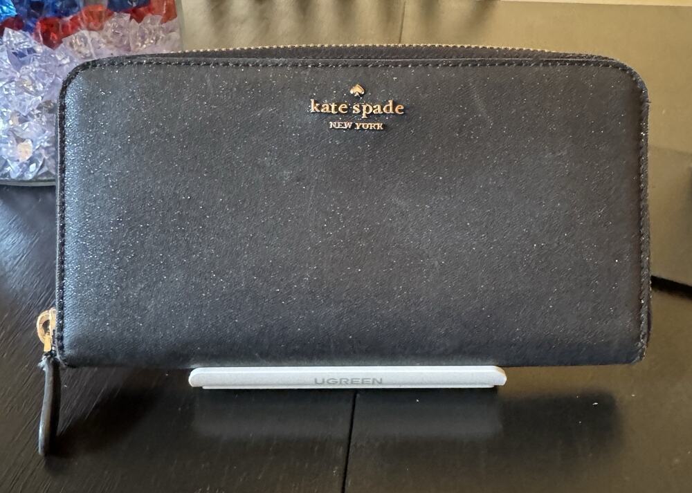 Kate Spade New York Large Continental Wallet In Black Glitter